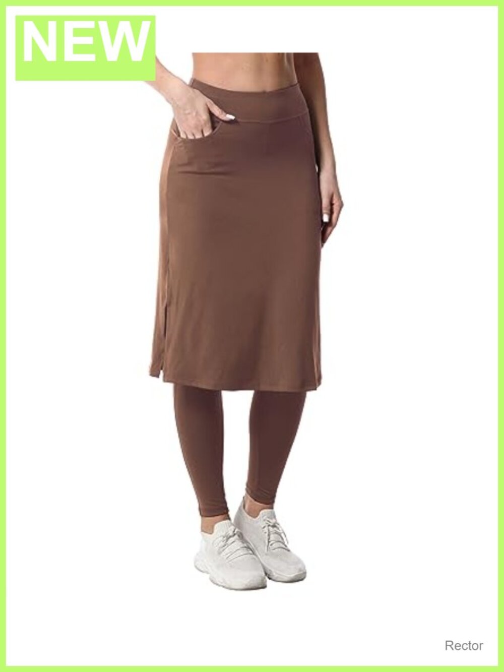 Women's Modest Long Skirt with Attached Leggings & Pockets Athletic Midi Skort